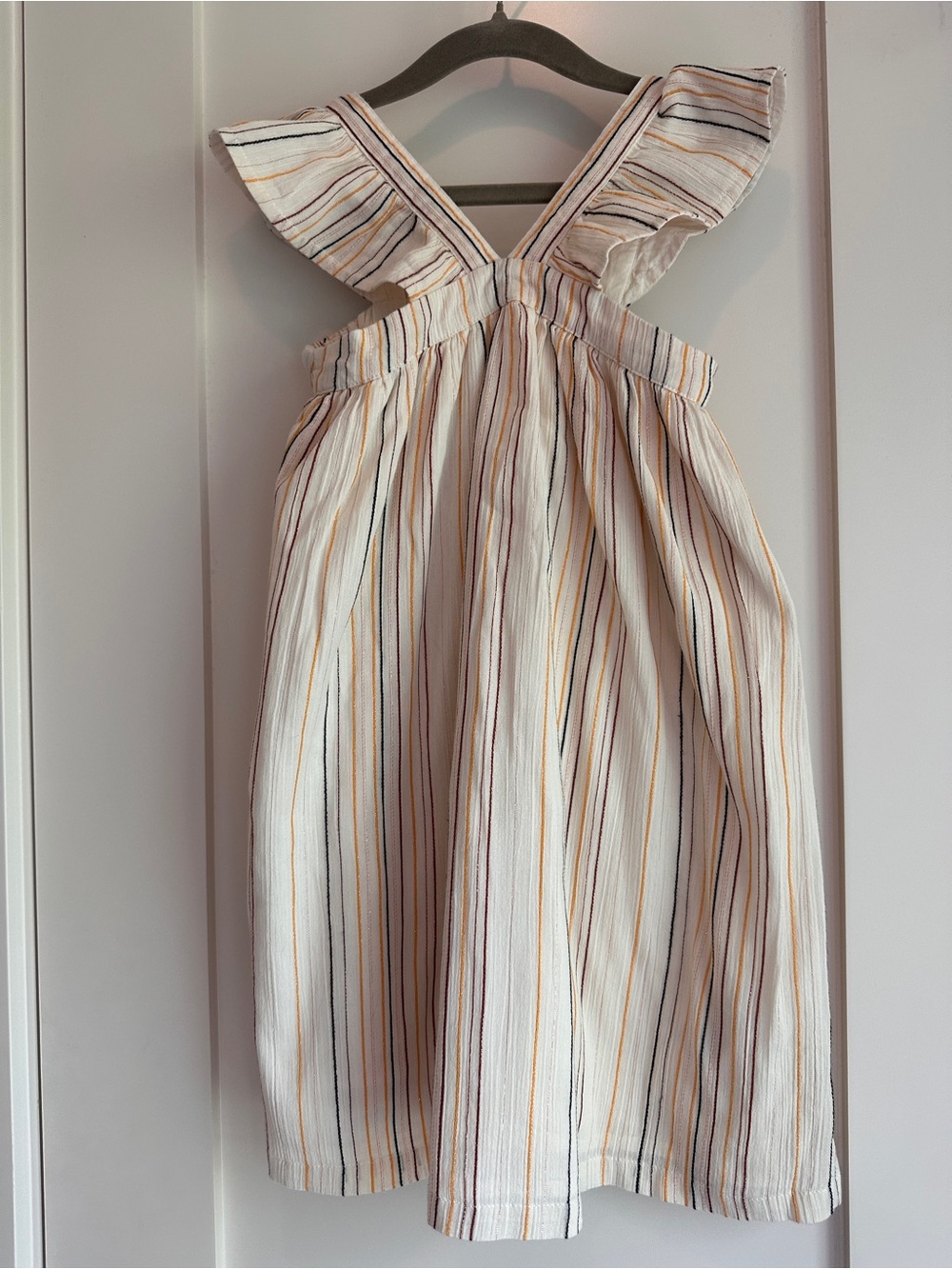 GAP Girls Cream Stripe Sundress with Flutter Straps - Size 5T